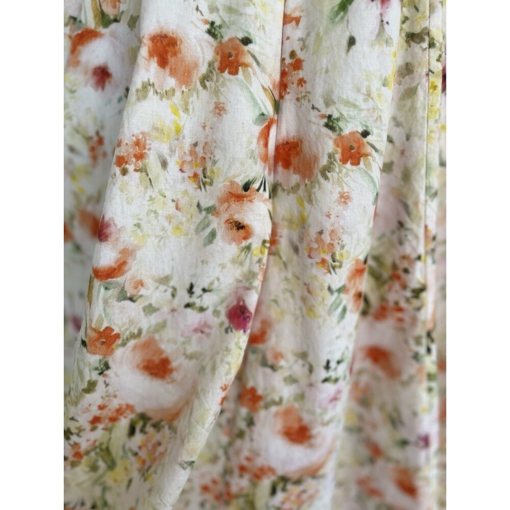 ASTR Julietta Milkmaid Dress Floral Slit Midi Medium Orange Green Cottagecore - Picture 3 of 11
